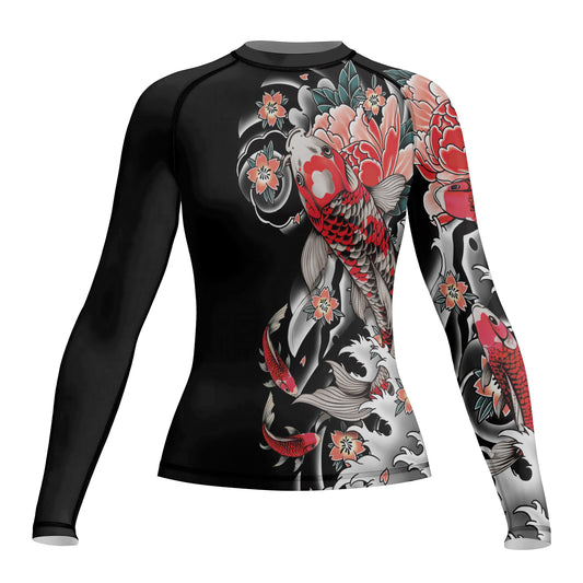 Rashninja Koi Peony Flow Women's Long Sleeve Rash Guard