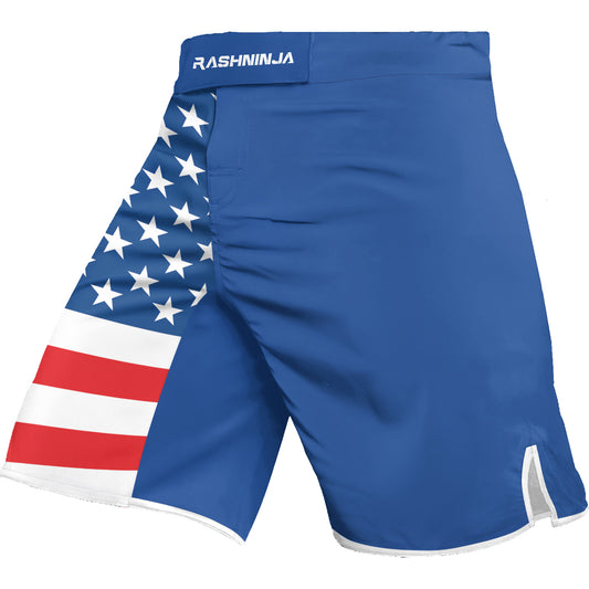Rashninja USA Flag Patriotic Men's Fight Shorts
