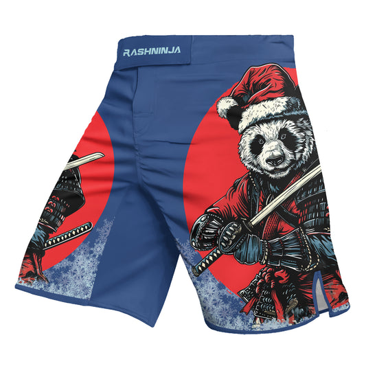 Rashninja Blue Samurai Christmas Panda Men's Fight Shorts