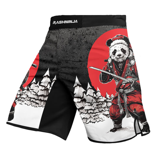 Rashninja Black Samurai Christmas Panda Men's Fight Shorts