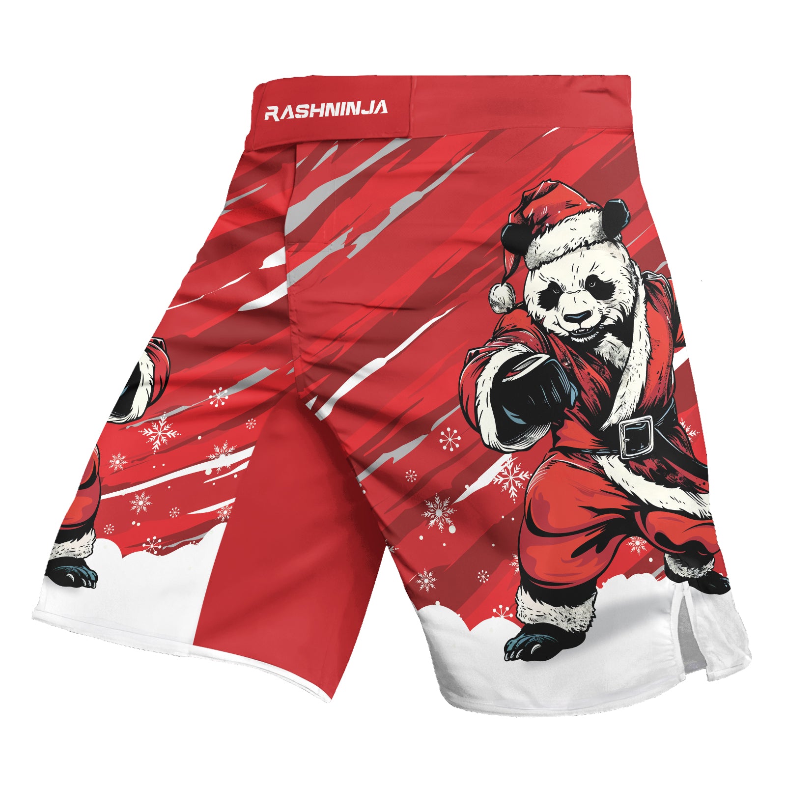 Rashninja Red Santa Panda Kung Fu Men's Fight Shorts