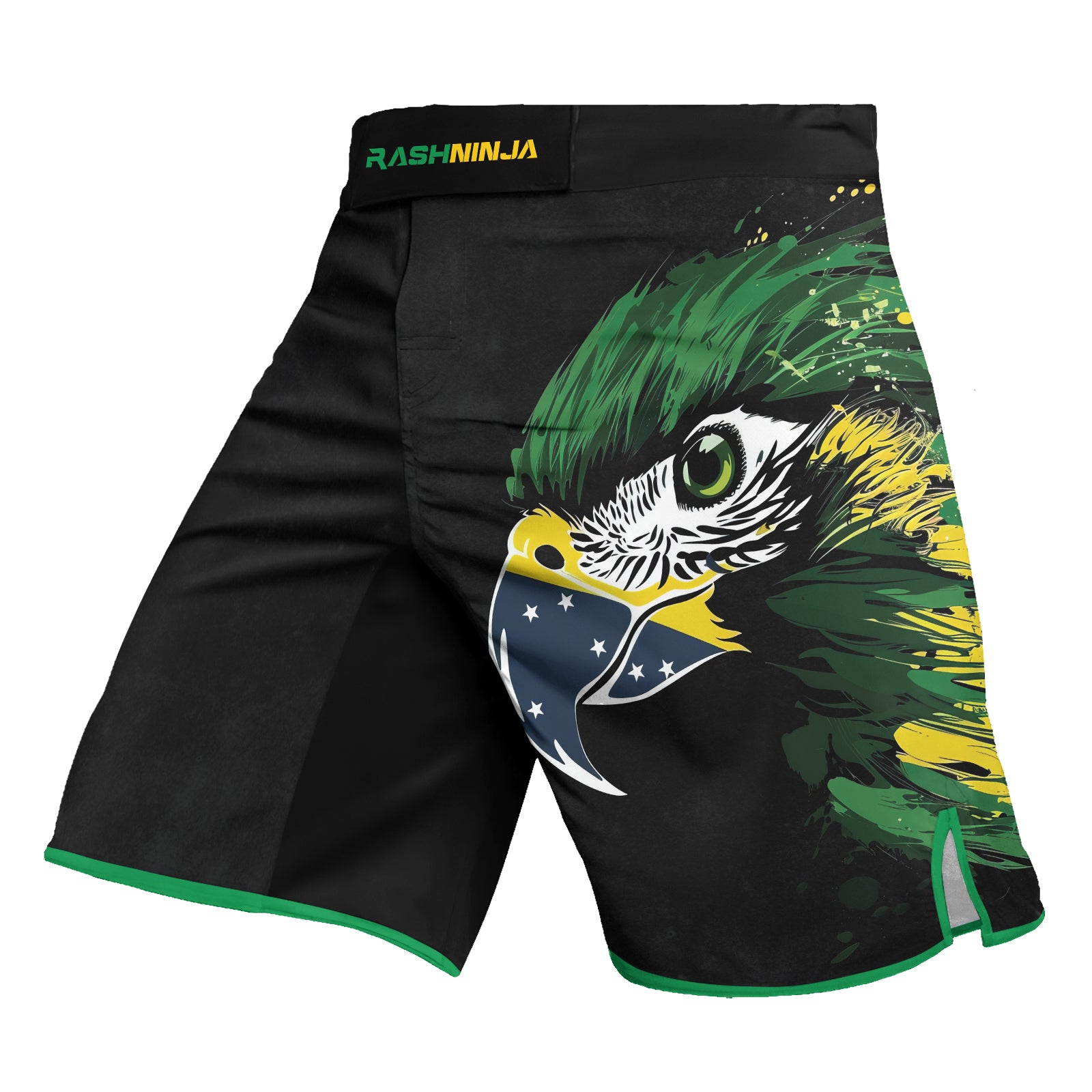 Rashninja Bird Warrior with Brazil Flag Men's Fight Shorts