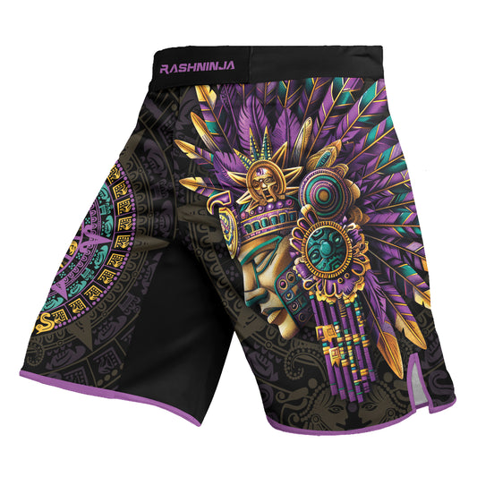 Rashninja Aztec Purple Tribe Headman Men's Fight Shorts