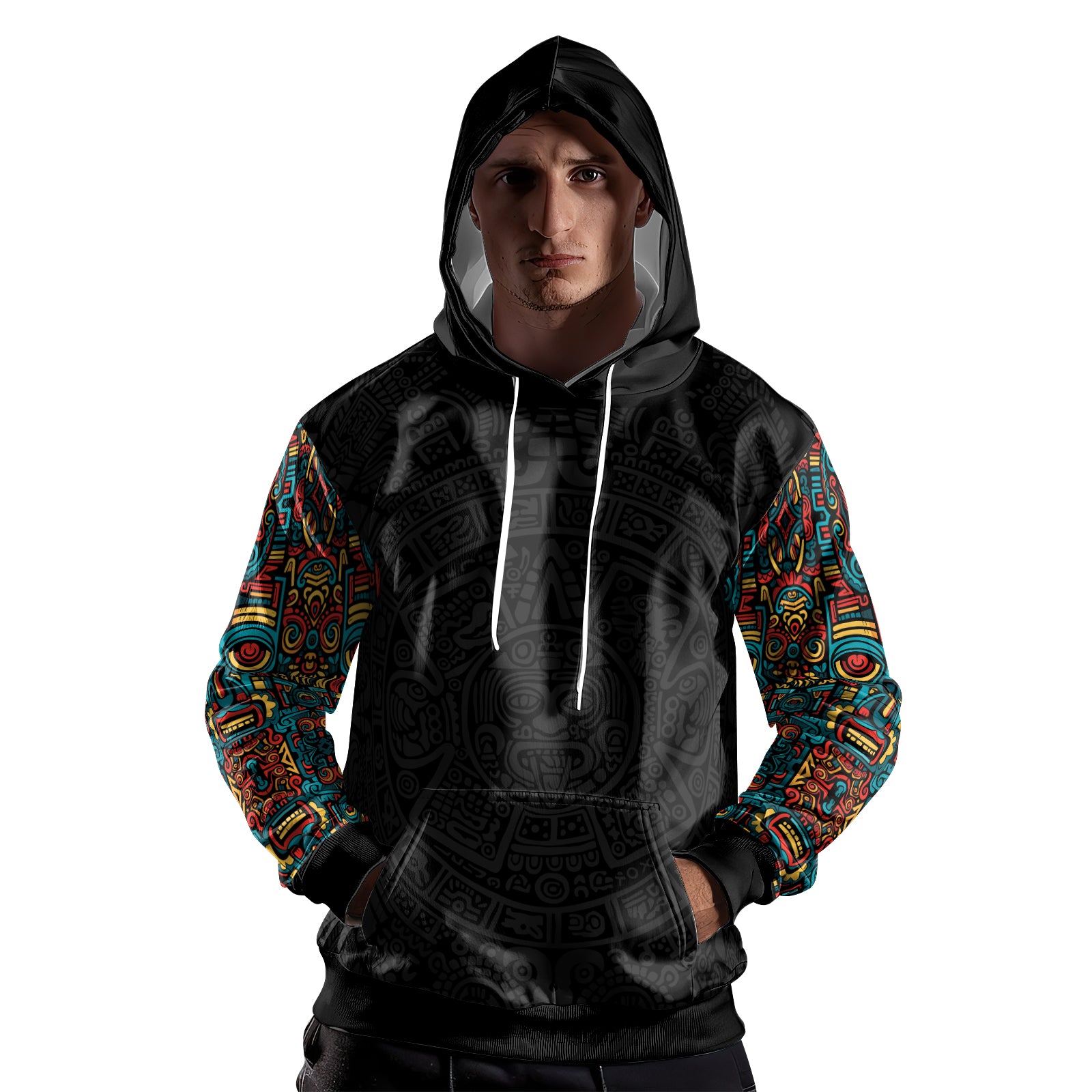 Rashninja Aztec Tribal Pattern AOP Hoodie