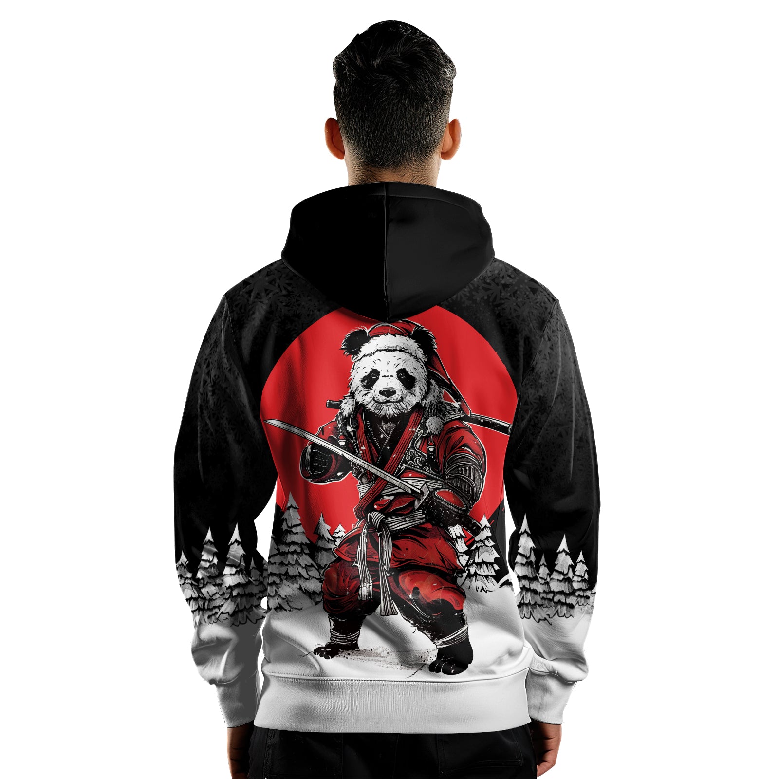 Rashninja Black Samurai Christmas Panda AOP Hoodie