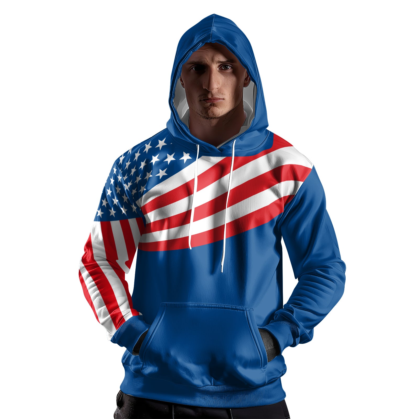 Rashninja USA Flag Patriotic AOP Hoodie | Patriotic Hooded Sweatshirt