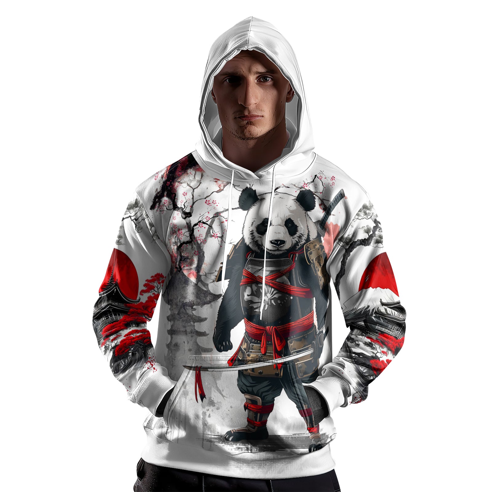 Rashninja Samurai Panda Warrior AOP Hoodie