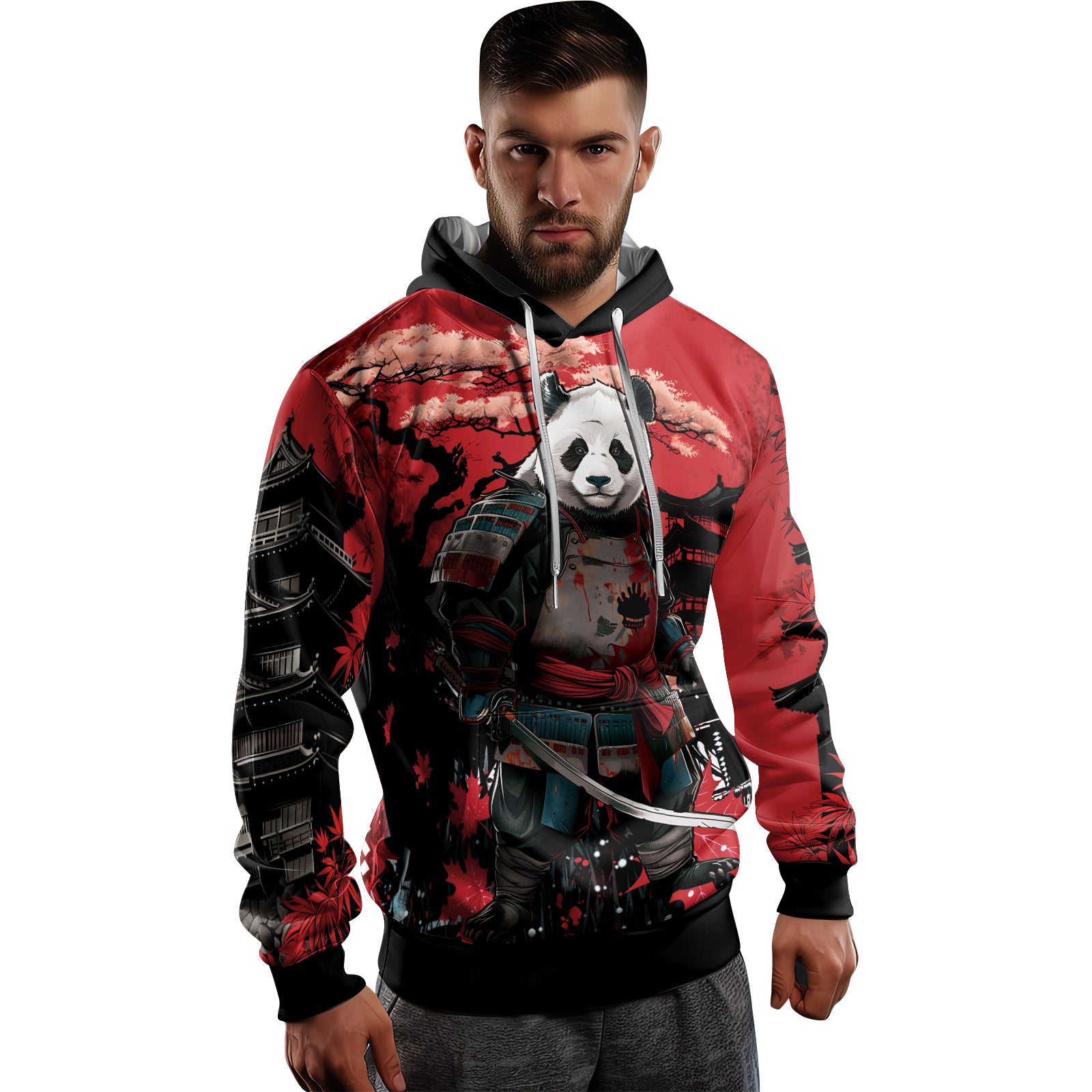 Rashninja Panda Samurai Legend AOP Hoodie