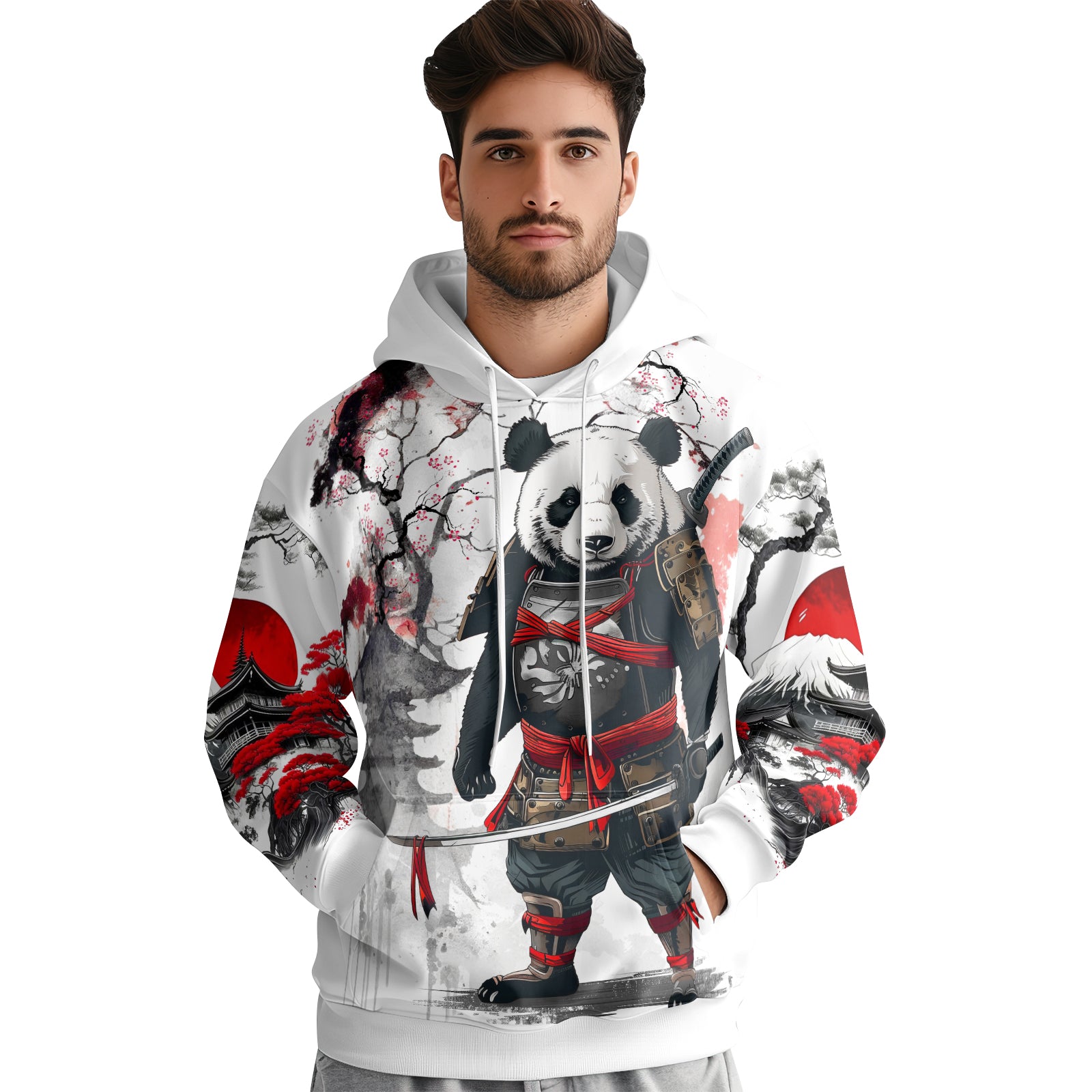 Rashninja Samurai Panda Warrior AOP Hoodie