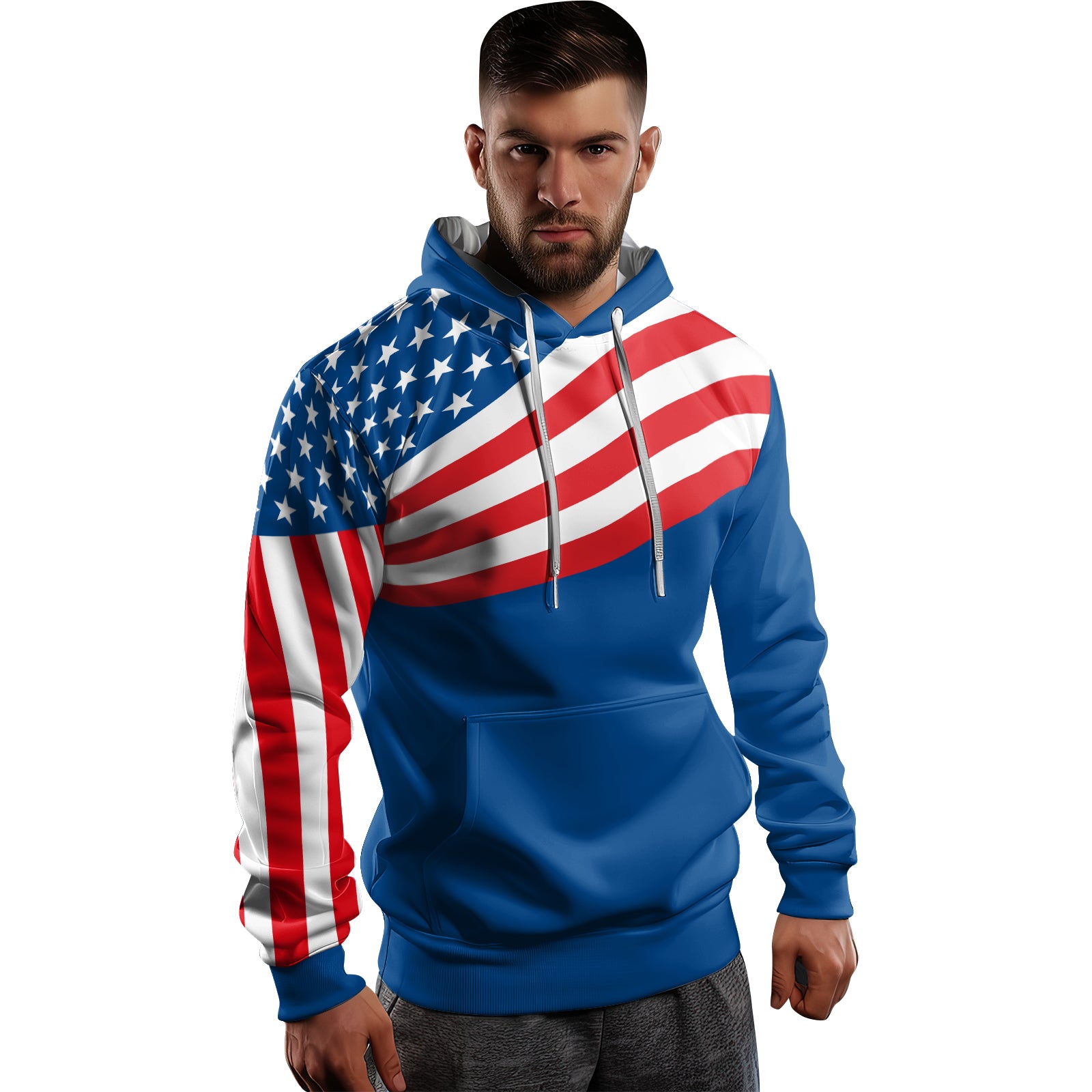 Rashninja USA Flag Patriotic AOP Hoodie | Patriotic Hooded Sweatshirt