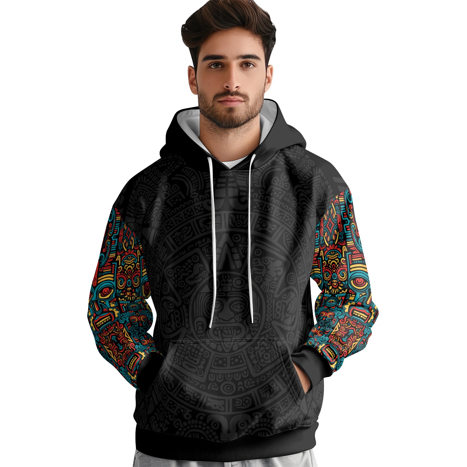 Rashninja Aztec Tribal Pattern AOP Hoodie