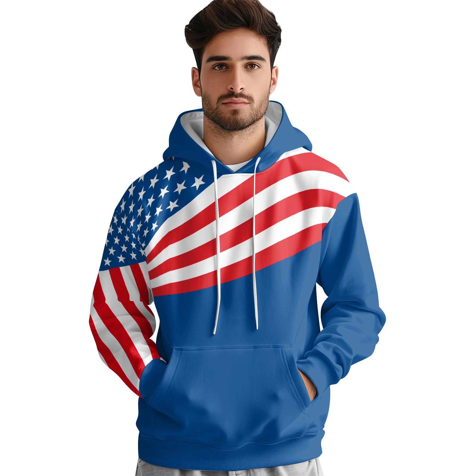 Rashninja USA Flag Patriotic AOP Hoodie | Patriotic Hooded Sweatshirt