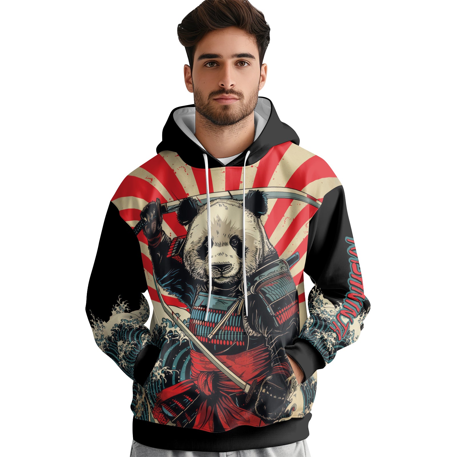 Rashninja Panda Samurai AOP Hoodie