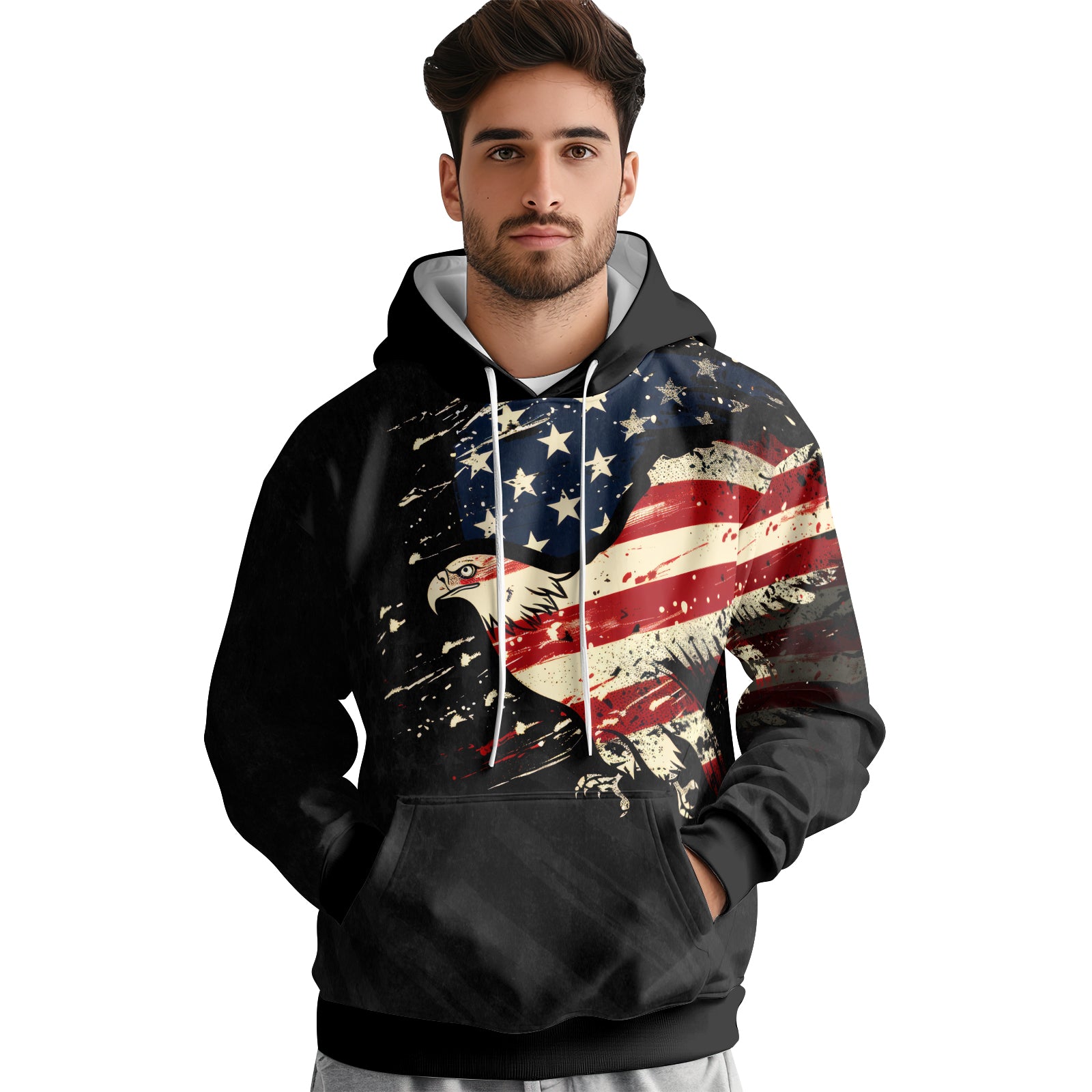 Rashninja Eagle American Flag AOP Hoodie | Patriotic Hoodies