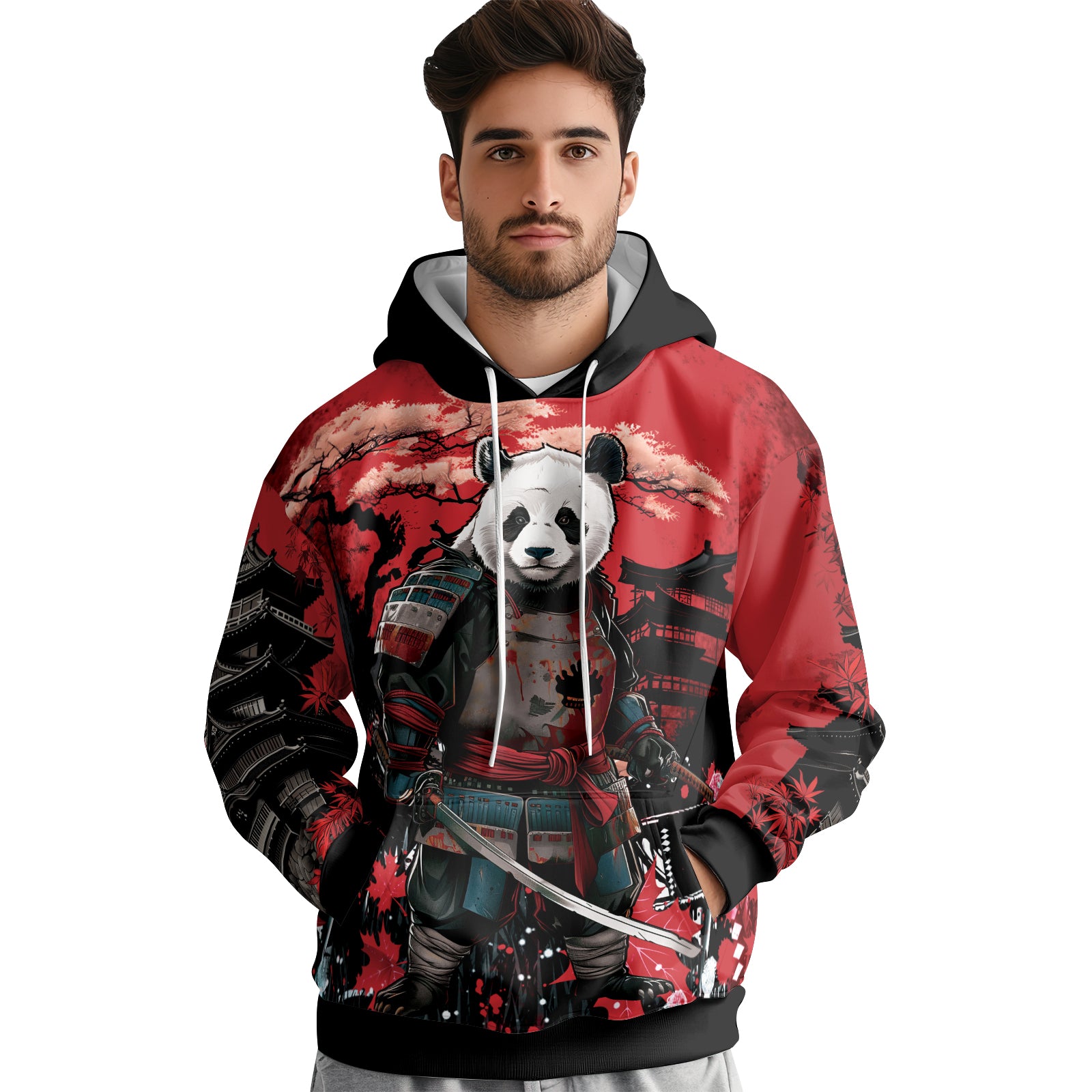 Rashninja Panda Samurai Legend AOP Hoodie