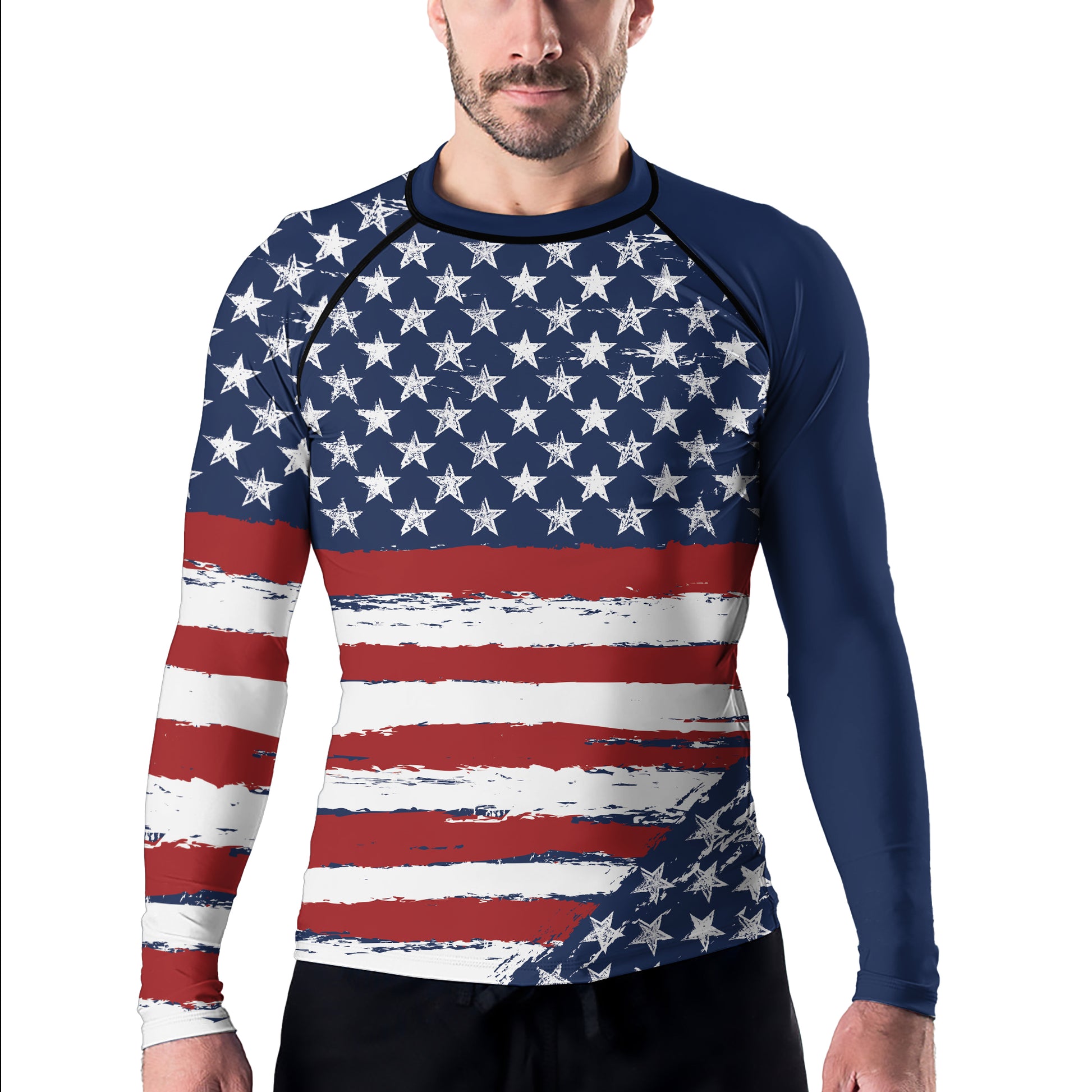 Rashninja Flag of the United States Men's Long Sleeve Rash Guard