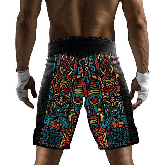 Rashninja Aztec Tribal Pattern Men's Fight Shorts