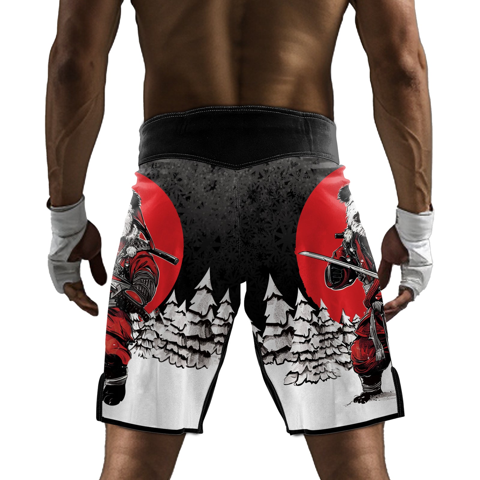 Rashninja Black Samurai Christmas Panda Men's Fight Shorts