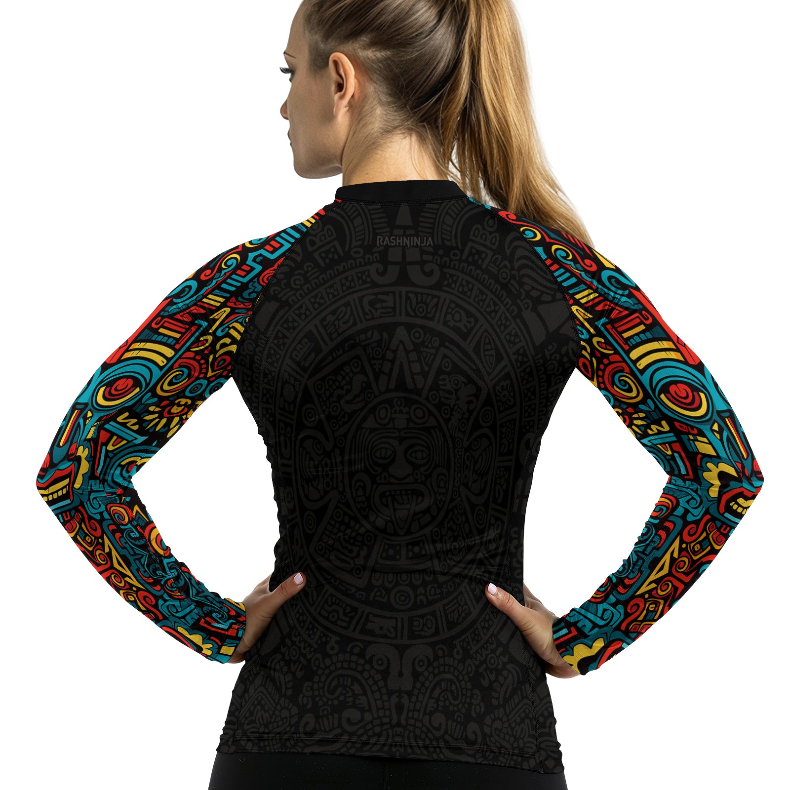 Rashninja Aztec Tribal Pattern Women's Long Sleeve Rash Guard