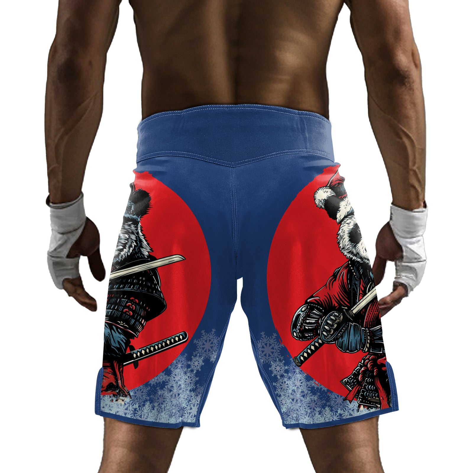 Rashninja Blue Samurai Christmas Panda Men's Fight Shorts