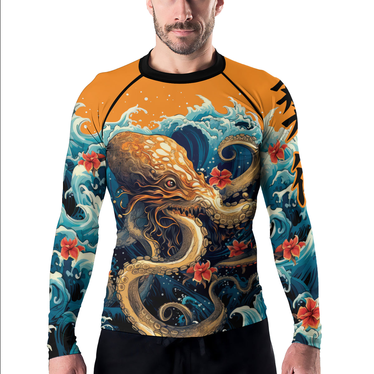 Octopus Rash Rashninja Octopus Waves Men's Long Sleeve Rash Guard | Rash Guard