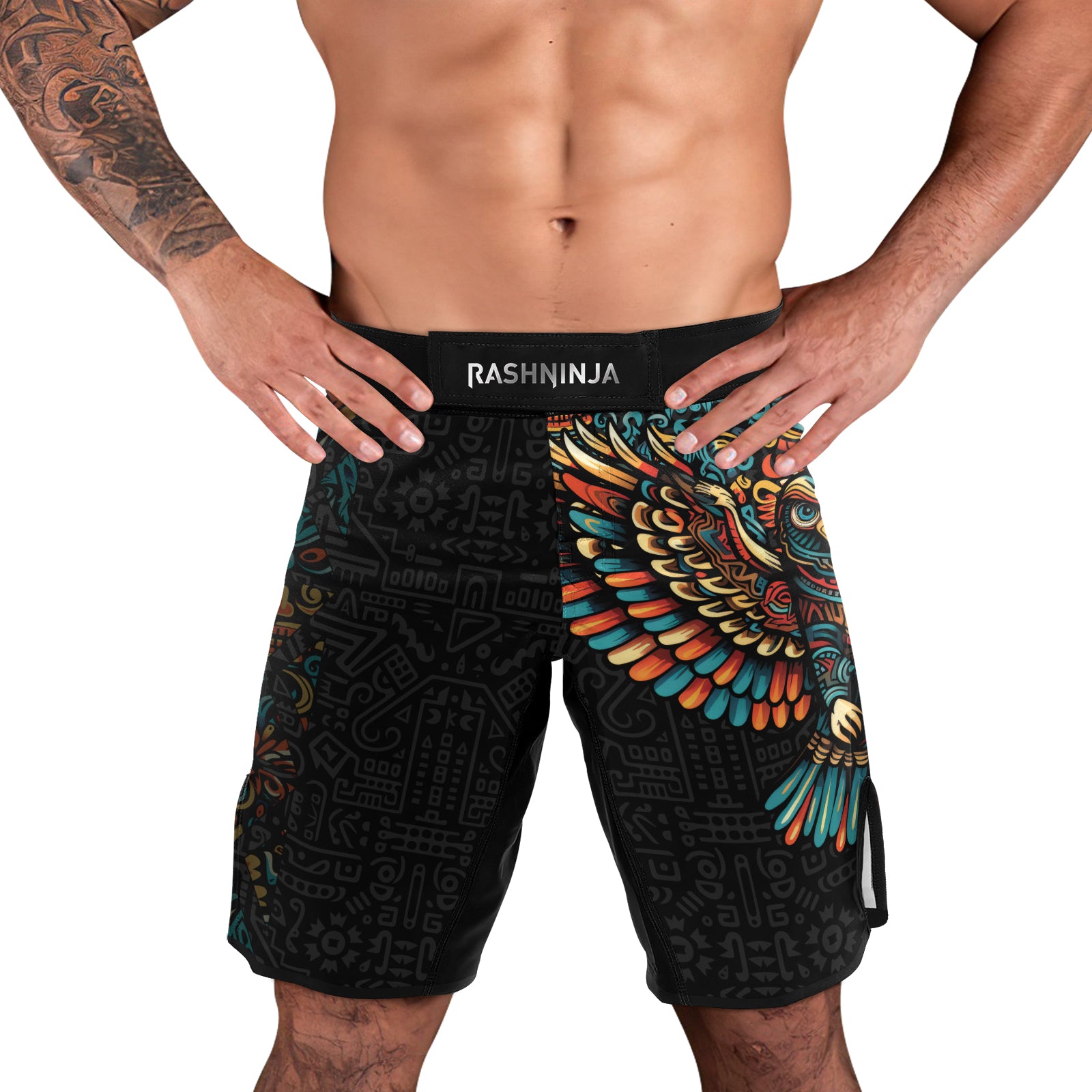 Rashninja Aztec Tribal Eagle Men's Fight Shorts