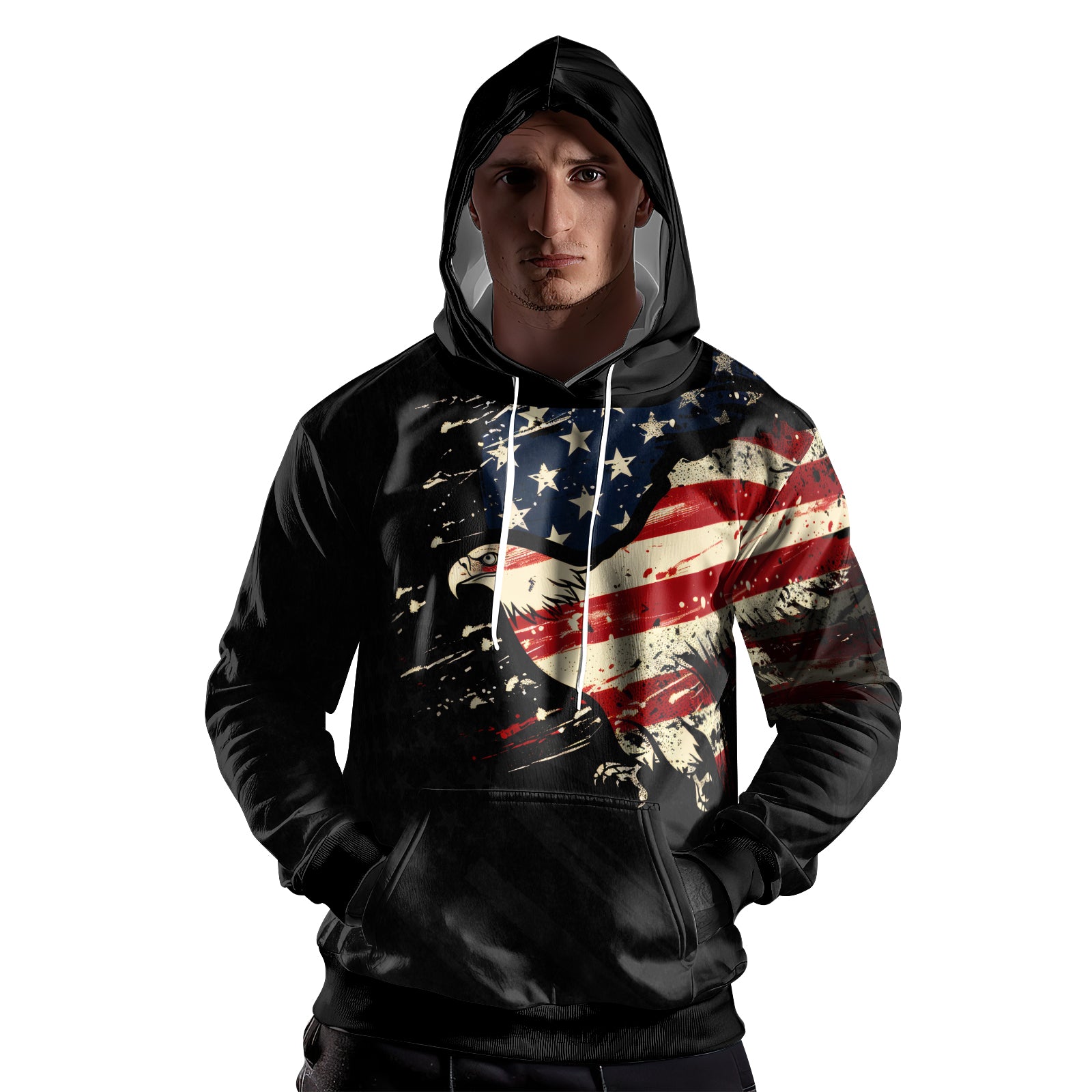 Rashninja Eagle American Flag AOP Hoodie | Patriotic Hoodies