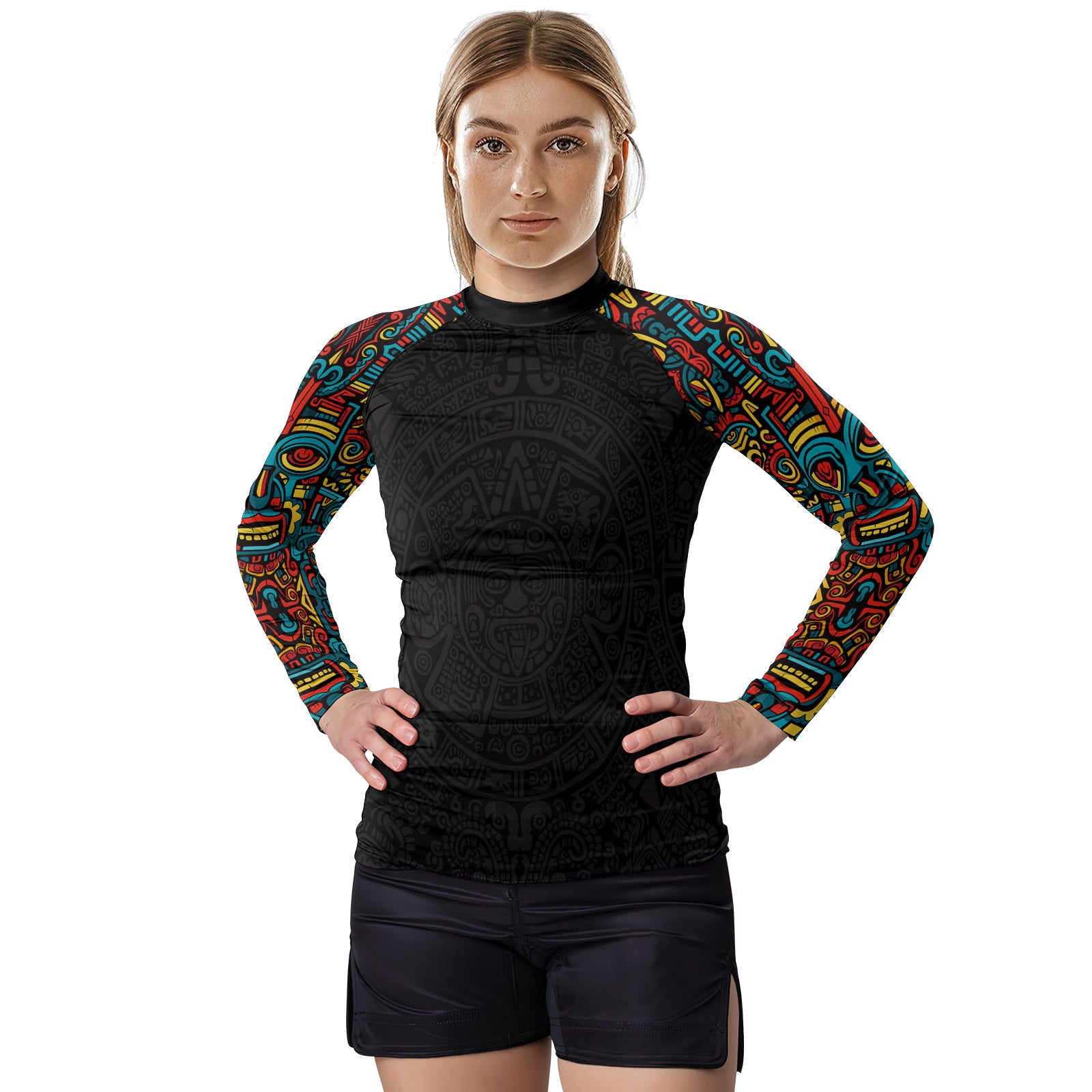 Rashninja Aztec Tribal Pattern Women's Long Sleeve Rash Guard