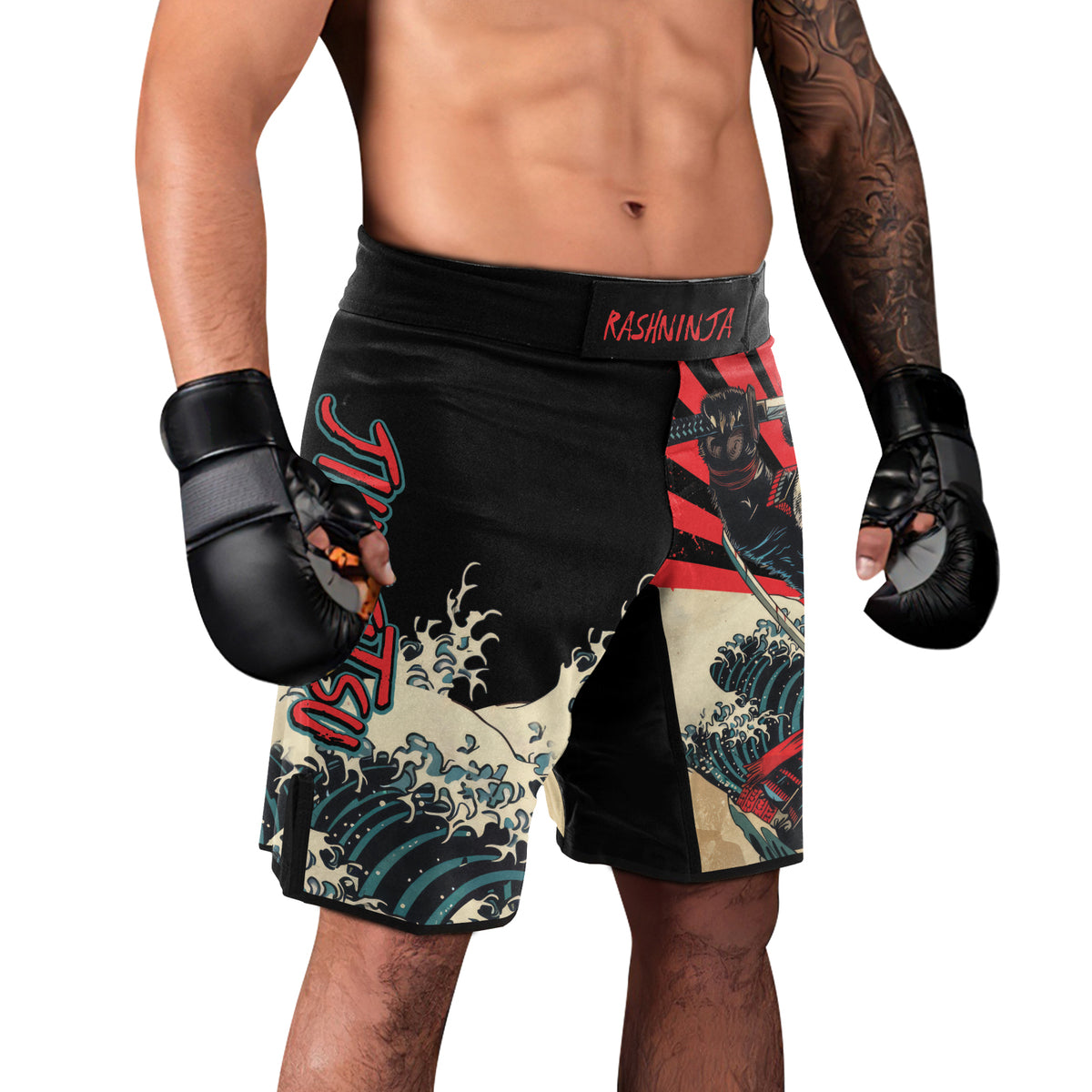 Rashninja Panda Samurai Men's Fight Shorts