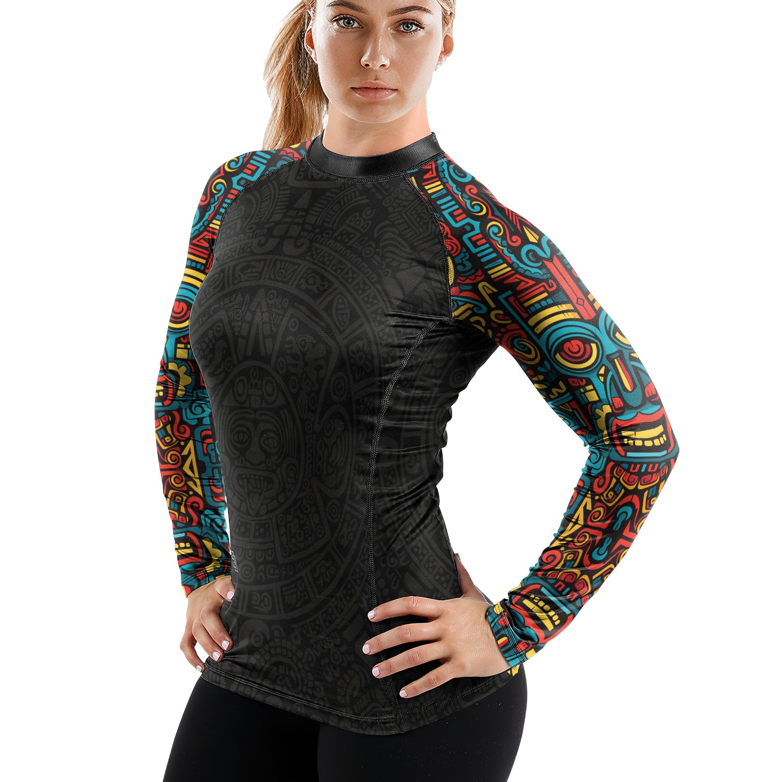 Rashninja Aztec Tribal Pattern Women's Long Sleeve Rash Guard