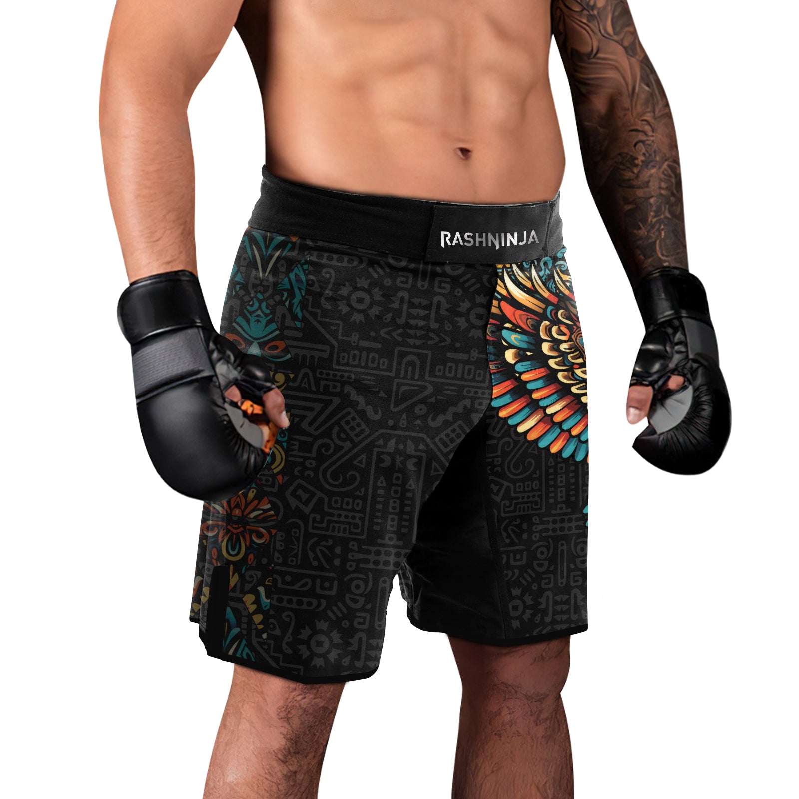 Rashninja Aztec Tribal Eagle Men's Fight Shorts