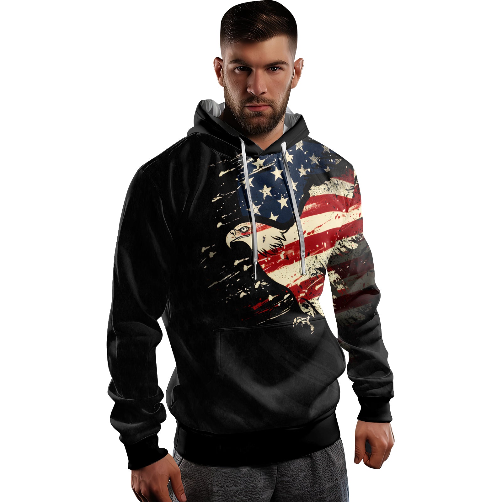 Rashninja Eagle American Flag AOP Hoodie | Patriotic Hoodies