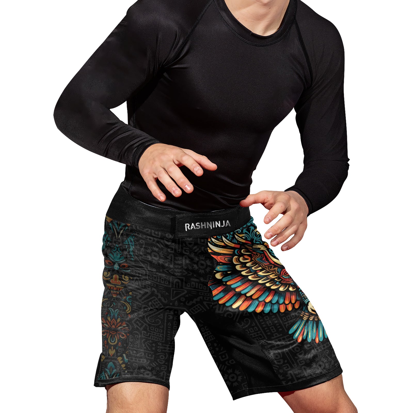 Rashninja Aztec Tribal Eagle Men's Fight Shorts