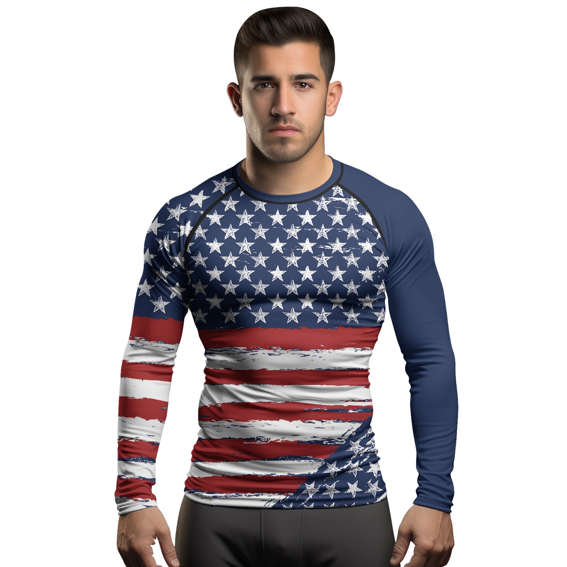 Rashninja Flag of the United States Men's Long Sleeve Rash Guard