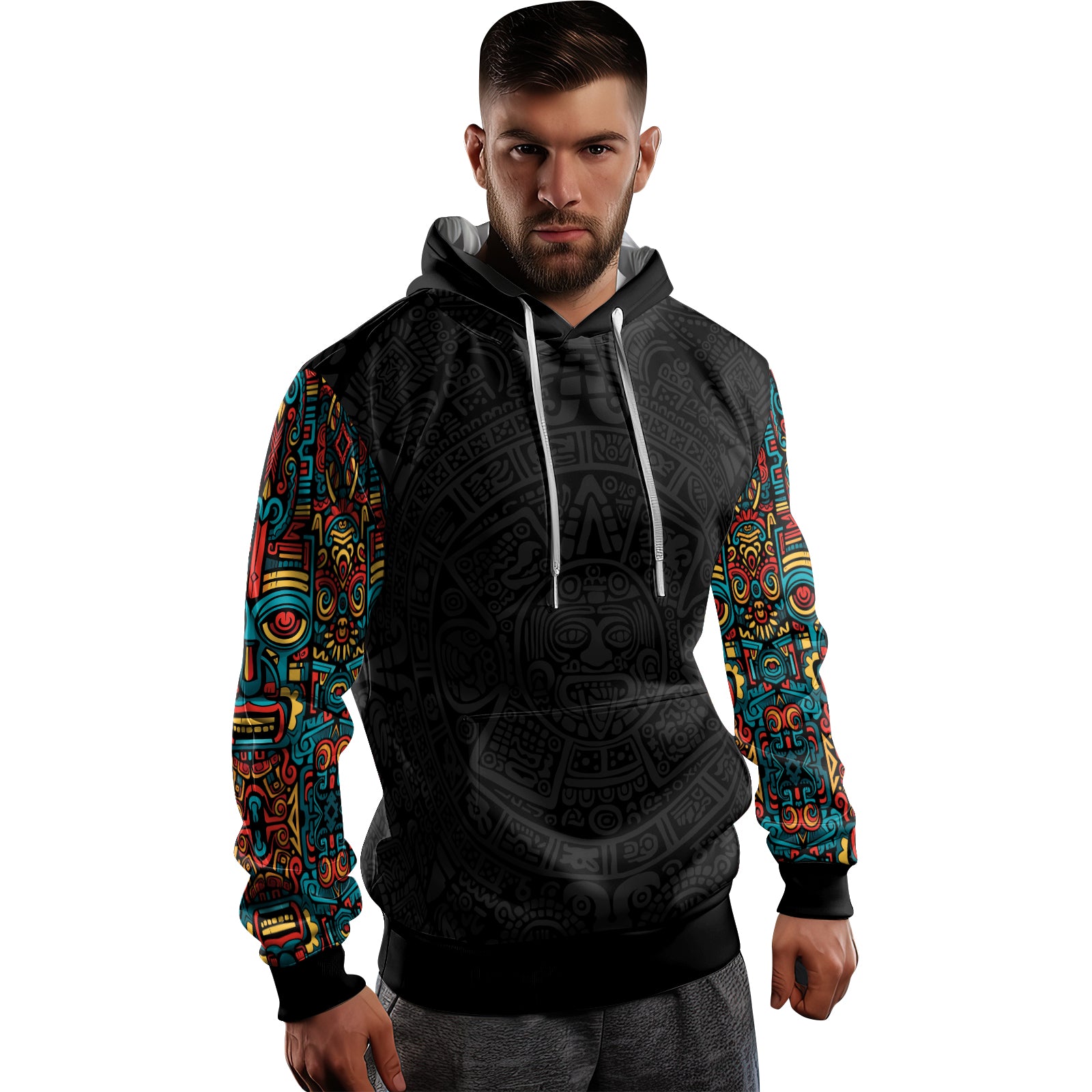 Rashninja Aztec Tribal Pattern AOP Hoodie