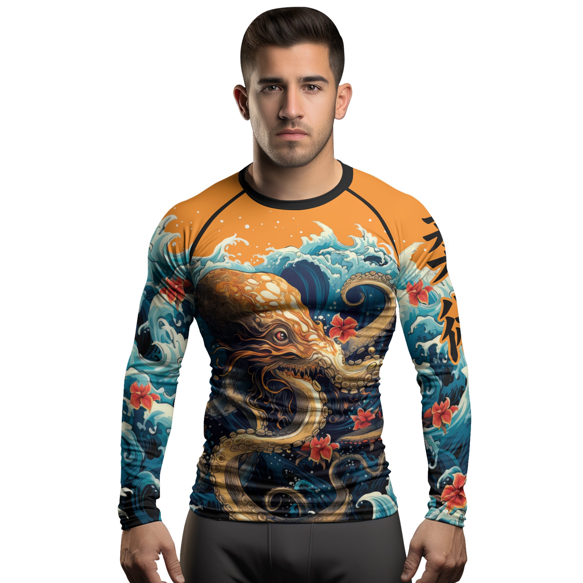 Rashninja Octopus Waves Men's Long Sleeve Rash Guard | Rash Guard