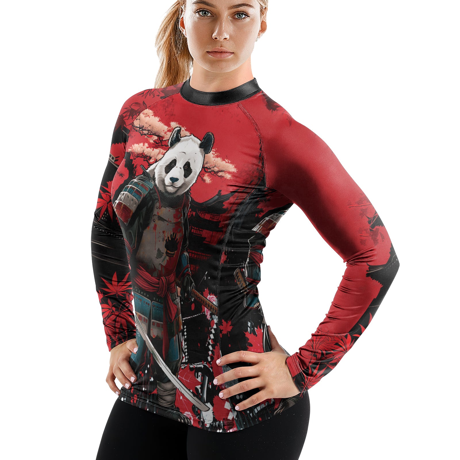 Rashninja Panda Samurai Legend Women's Long Sleeve Rash Guard