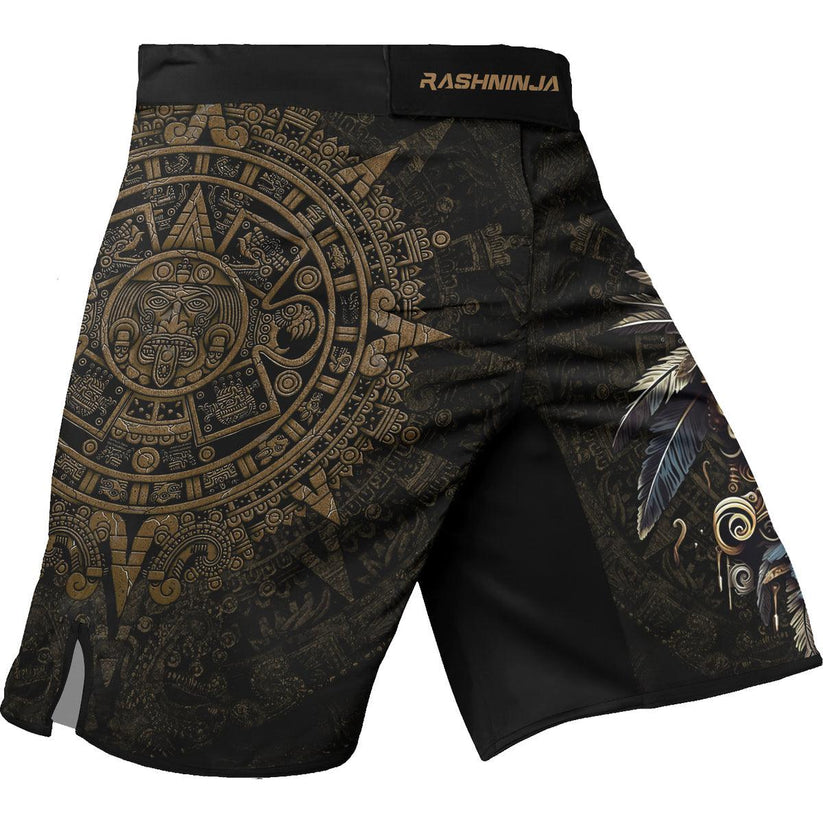 Rashninja Aztec Tribe Headman Skull Men's Fight Shorts | MMA Shorts