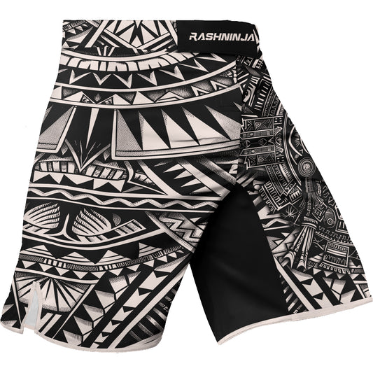 Rashninja Aztec Tribe Warrior Cranium Men's Fight Shorts