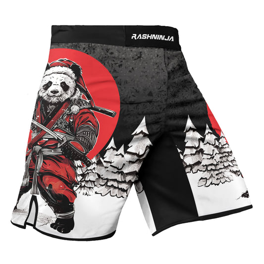 Rashninja Black Samurai Christmas Panda Men's Fight Shorts