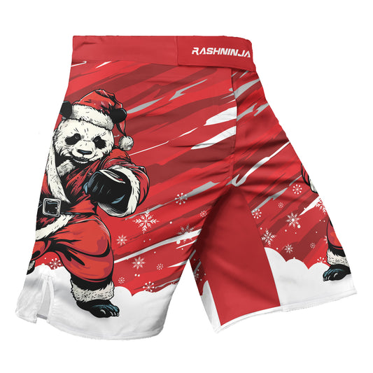 Rashninja Red Santa Panda Kung Fu Men's Fight Shorts