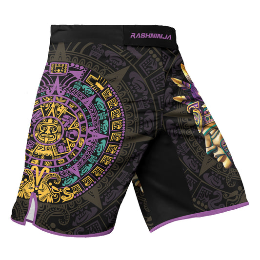 Rashninja Aztec Purple Tribe Headman Men's Fight Shorts