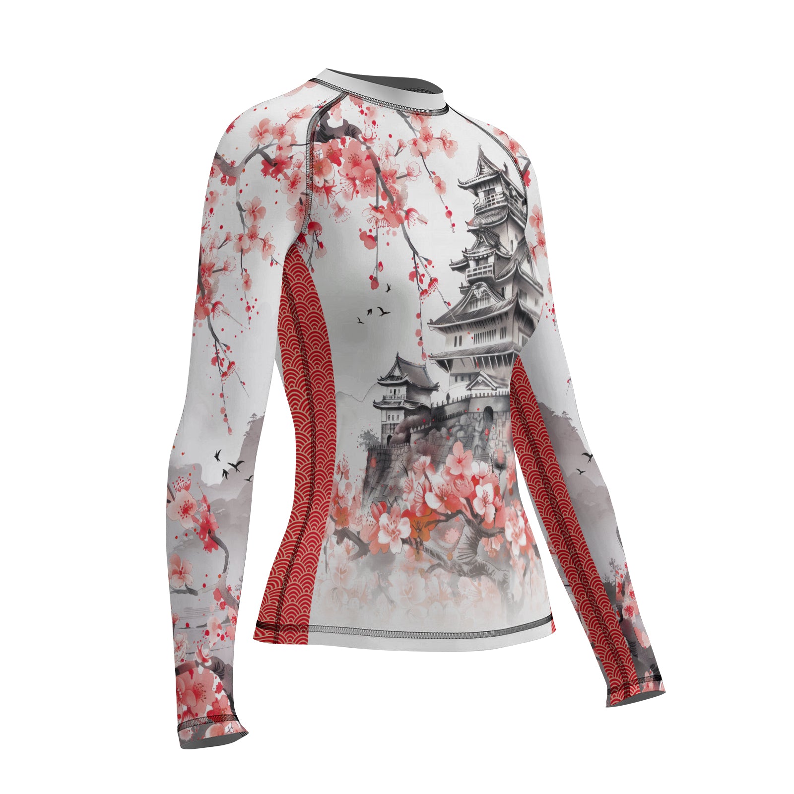 Rashninja Sakura and Castle Women's Long Sleeve Rash Guard