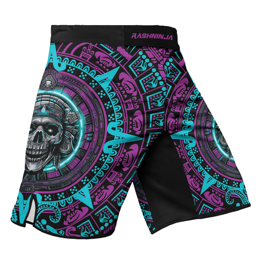 Rashninja Aztec Sun Stone Skull Men's Fight Shorts