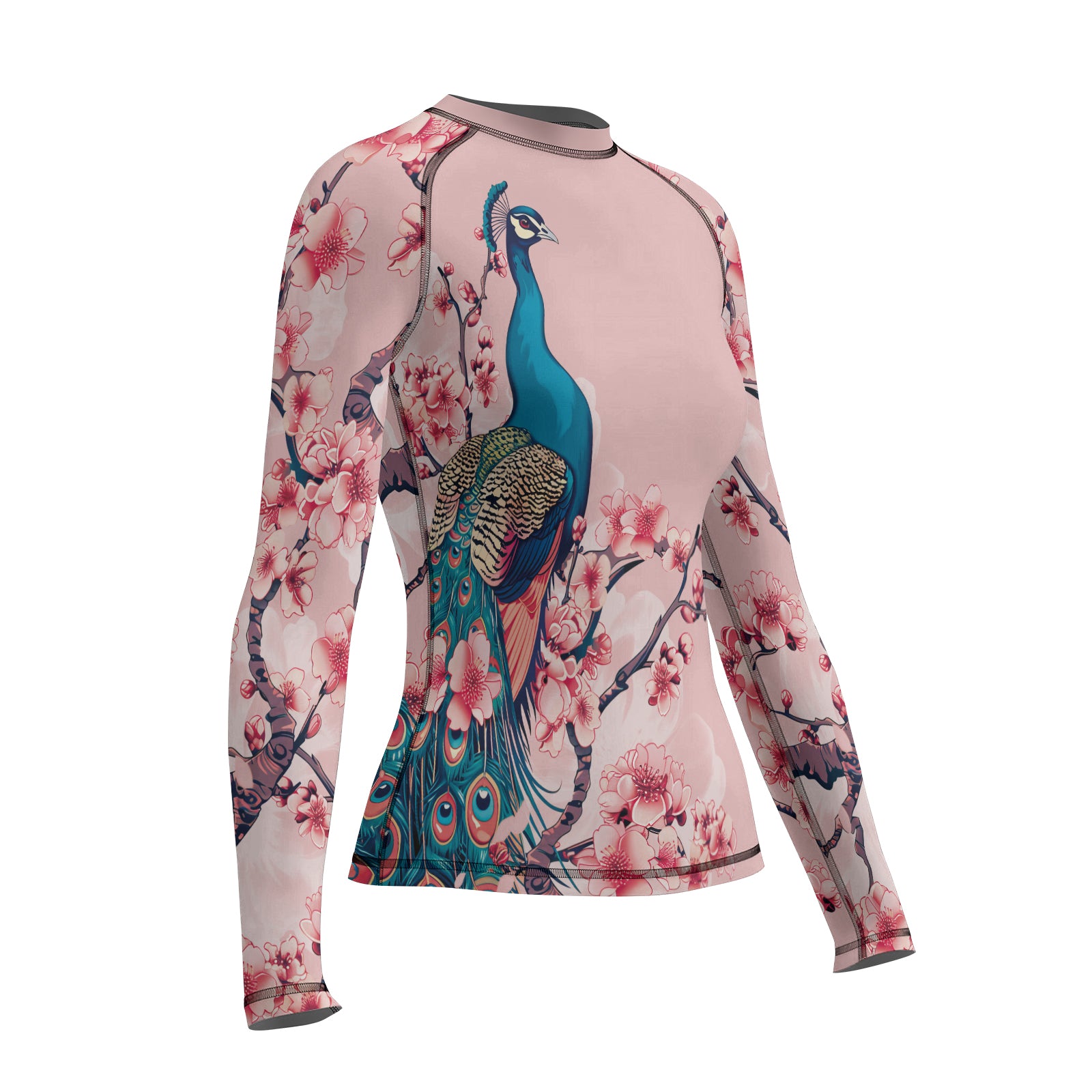 Rashninja Peacock on Sakura Women's Long Sleeve Rash Guard