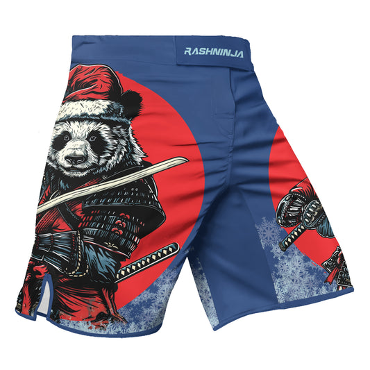 Rashninja Blue Samurai Christmas Panda Men's Fight Shorts