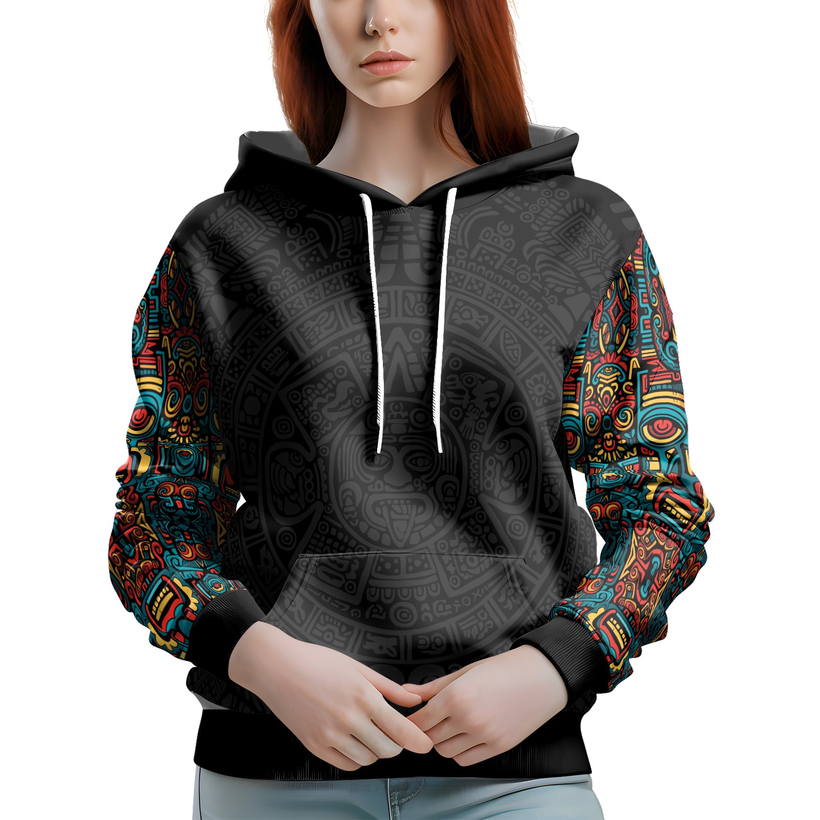 Rashninja Aztec Tribal Pattern AOP Hoodie