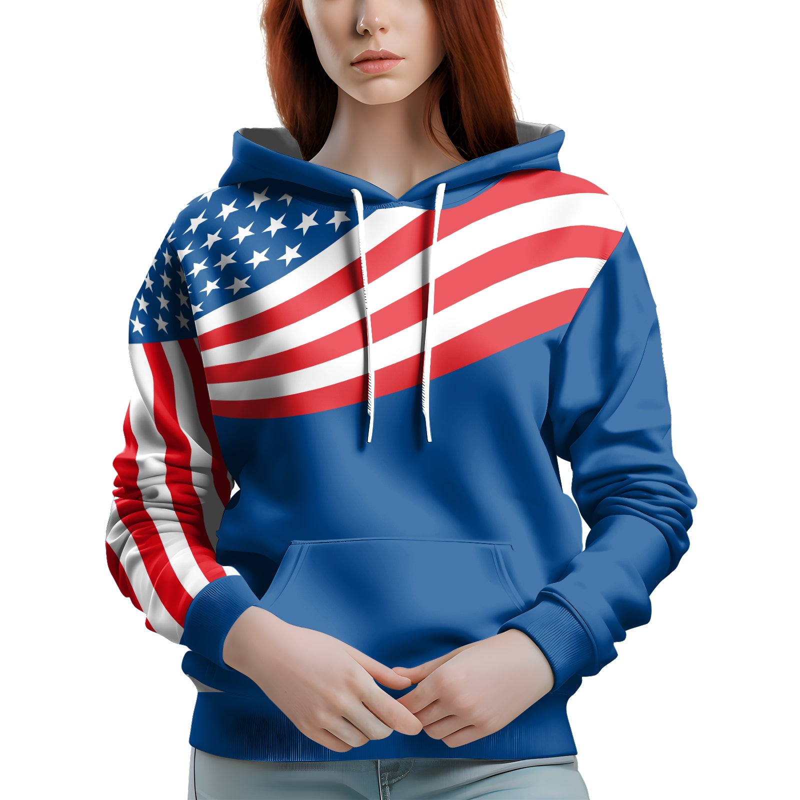 Rashninja USA Flag Patriotic AOP Hoodie | Patriotic Hooded Sweatshirt