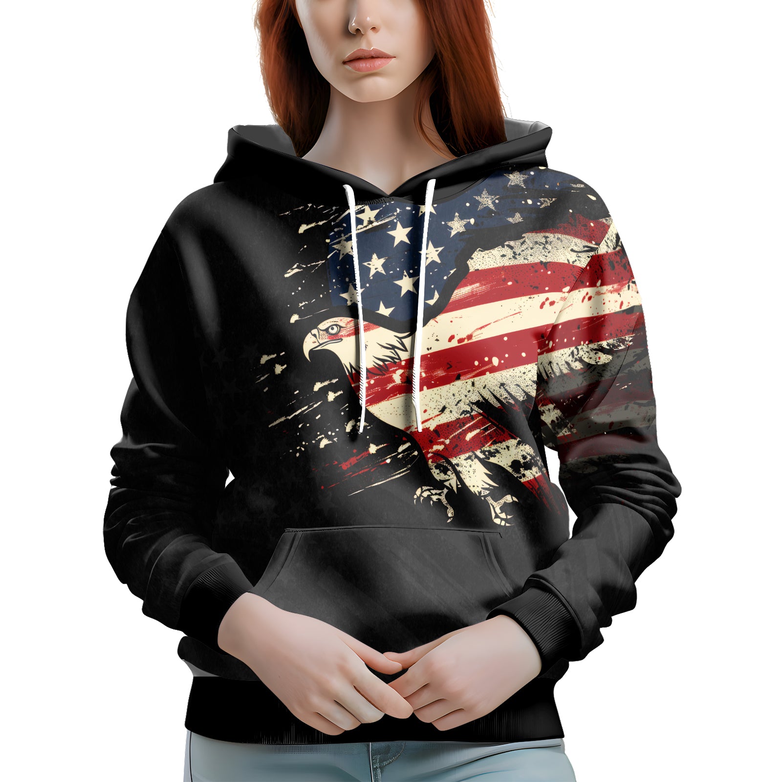 Rashninja Eagle American Flag AOP Hoodie | Patriotic Hoodies