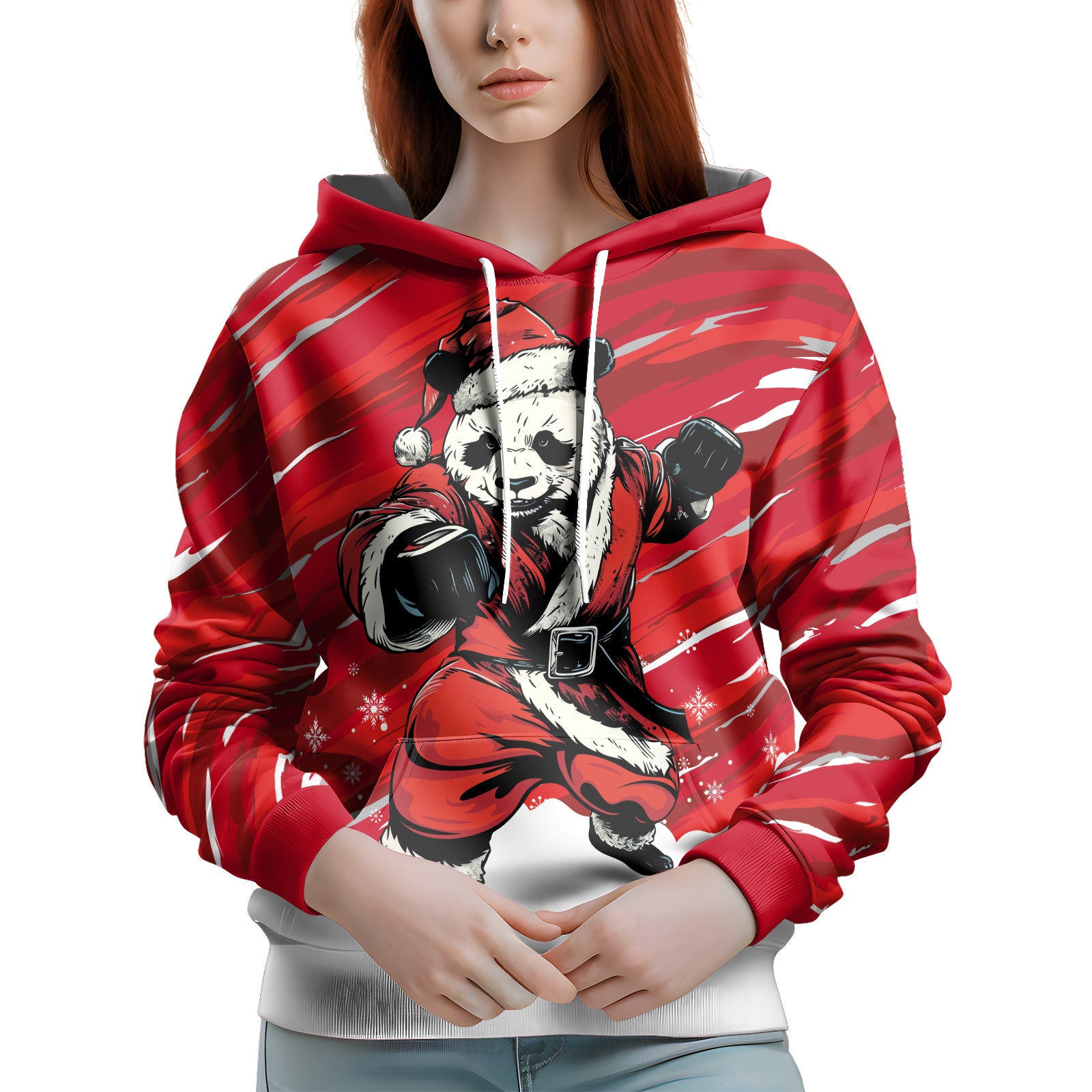 Rashninja Red Santa Panda Kung Fu AOP Hoodie